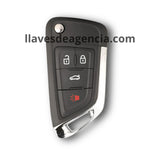 Carcasa premium llave abatible tipo navaja flip de 4 botones con acrílico reforzado ultra resistente y vista cromada de metal brillante compatible con Chevrolet Camaro Malibu Sonic 2010-2017 con cajuela y pánico acabado de lujo y elegancia pieza única