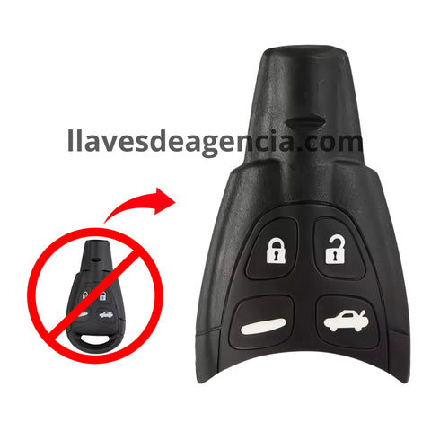Carcasa de repuesto para llave tipo Fobik Saab 93 95 9-3 9-5 WF 1993-2011 con 4 botones abrir cerrar cajuela pánico, membrana impermeable protectora contra agua y caídas