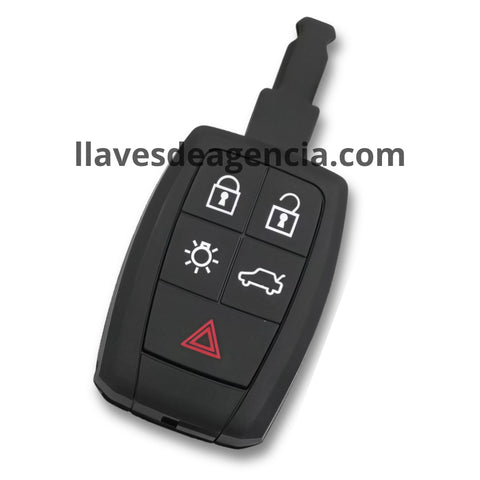 Carcasa de repuesto para llave Fobik Volvo 5 botones compatible con C30 C70 D5 S40 S60 V40 V50 V70 XC90 2006-2011 con membrana impermeable protectora