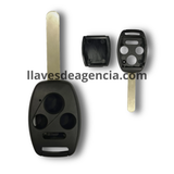 Vista detalle interior de carcasa de reemplazo para llave Honda Accord, Civic, CR-V, Jazz, HR-V, Insight, Ridgeline 2003-2009, diseño de 4 botones: abrir, cerrar, cajuela y pánico, mostrando compartimento para componentes electrónicos
