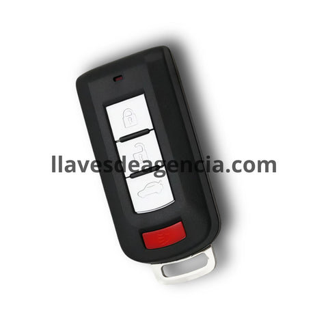 Carcasa de reemplazo para llave inteligente Mitsubishi 4 botones cerrar abrir cajuela pánico compatible con Lancer, Outlander, Eclipse, incluye lámina virgen sin cortar, material ABS resistente, repuesto de calidad premium