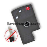 Carcasa de reemplazo para llave Mazda 3 botones con pánico compatible con Mazda 3, 5, 6, RX-8, CX-7, CX-9, incluye lámina virgen sin cortar, material ABS resistente, repuesto de calidad