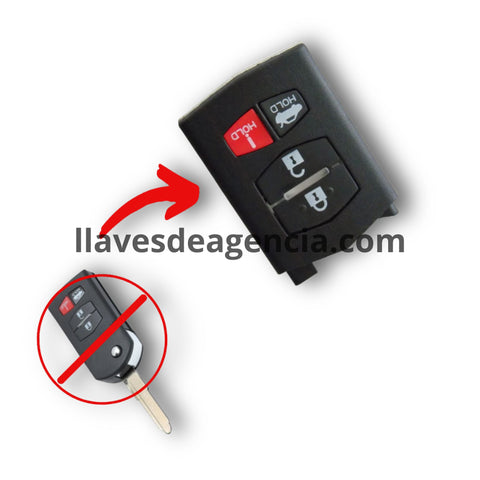 Carcasa de reemplazo para llave Mazda 4 botones con cajuela compatible con Mazda 3, Mazda 6, CX-5, CX-7, MX-5 2008-2013, incluye lámina virgen sin cortar, material ABS resistente, repuesto de calidad