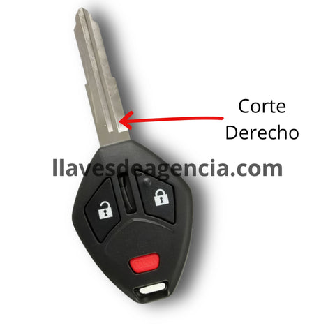 Carcasa de reemplazo para llave Mitsubishi 3 botones abrir cerrar pánico con corte derecho compatible con Endeavor, Outlander, Mirage, incluye lámina virgen sin cortar, material ABS resistente, repuesto de calidad