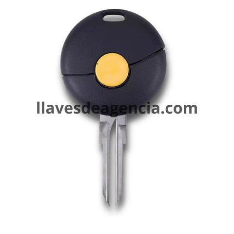 Vista frontal de carcasa llave Smart con botón naranja anaranjado multifuncional para abrir y cerrar vehículo, compatible con Fortwo Cabrio City Cross Forfour