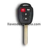 Vista detalle interior de carcasa llave Toyota 4 botones compatible RAV4 Prado Yaris Prius Highlander Sequoia Tundra Tacoma Reiz Corolla Vios Camry 2012-2017, mostrando compartimento para componentes electrónicos y batería, cierre por presión con click sin tornillos