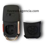 Detalle carcasa llave Volkswagen abatible interior componentes 3 botones