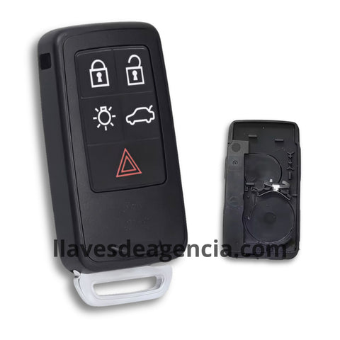 Carcasa de repuesto para llave Volvo 5 botones compatible con S60 S60L S80 S90 V40 V60 V70 XC60 XC70 XC90 2008-2017 con membrana impermeable protectora