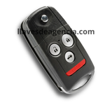 Carcasa tipo navaja abatible flip para llave Acura TL, TSX, MDX, RDX, ZDX y Honda Civic, Accord, Odyssey, CR-V 2009-2014, diseño de 4 botones con cajuela, llave abatible, base de metal premium