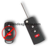 Carcasa navaja abatible flip para convertir control remoto tipo llavero y llave física Nissan en una sola pieza, 3 botones abrir cerrar cajuela, base de metal premium resistente, compatible con Xterra, Frontier, Murano, Pathfinder, Titan, Versa, Maxima, Quest, Armada, Infiniti, mecanismo plegable protege llave de golpes