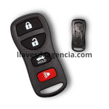 Carcasa de reemplazo para control remoto Nissan con 4 botones abrir cerrar cajuela pánico, compatible con Armada, Xterra, Pathfinder, Frontier, Quest, Titan, Murano, Altima, Maxima, Sentra, 350Z 2003-2009, material ABS negro mate, control tipo llavero sin llave física