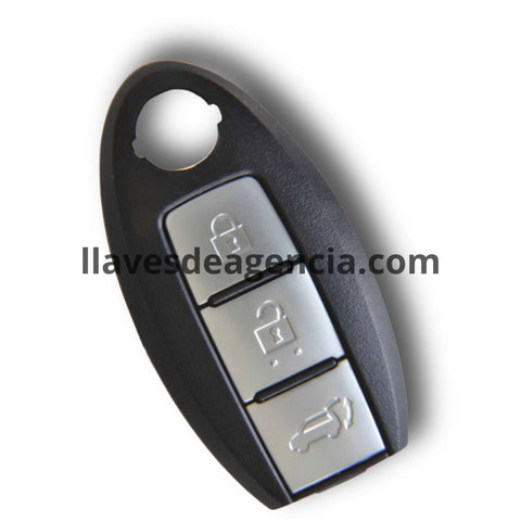 Carcasa de reemplazo para llave de presencia inteligente Nissan con 3 botones abrir cerrar pánico, compatible con Altima, Maxima, Sentra, Rogue, Murano, X-Trail, Qashqai, Armada, Juke, Patrol, GTR 2010-2021, lámina de batería orientación izquierda, material ABS negro mate