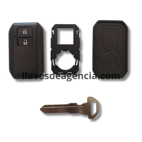 Vista interna de carcasa llave inteligente Suzuki 2 botones mostrando compartimento para transferir componentes electrónicos originales