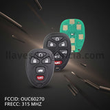 Control remoto OUC60270 OUC60221 315MHz Chevrolet Impala Silverado Suburban Tahoe GMC Sierra Yukon Buick Enclave Cadillac DTS