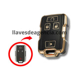Funda brillante TPU negra con iconos dorados para llave de presencia Chevrolet GMC 4 botones Silverado Cheyenne Colorado Canyon Sierra Tahoe Yukon arranque remoto y pánico
