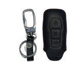 Funda de piel para llave Ford Edge Fusion Mustang Explorer F150 Fiesta Focus Mondeo Ecosport Kuga MK3 3 botones cerrar abrir cajuela incluye llavero negro
