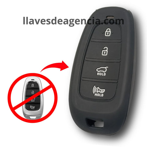 Funda protector silicón antideslizante para llave inteligente presencia Hyundai Tucson Santa Fe DN8 Nexo NX4 Atos Prime Solaris Sonata Hybrid 4 botones 2020-2023 calidad horno resistente altas temperaturas