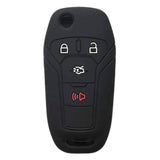 Funda protector silicón para llave navaja abatible flip Ford Fusion Fiesta Mustang F150 Focus Mondeo Ecosport Puma Ranger Explorer Edge Escape Lincoln Navigator 4 botones cerrar abrir cajuela pánico negro