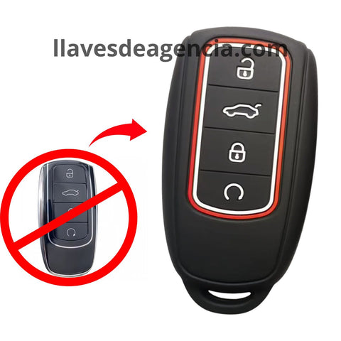 Funda protectora de silicón antiderrapante grado horno para llave inteligente Chery 4 botones con arranque remoto a distancia color negro resistente a altas temperaturas compatible con Tiggo 8 Pro 7 Pro Plus 5 Plus Arrizo Omoda C5