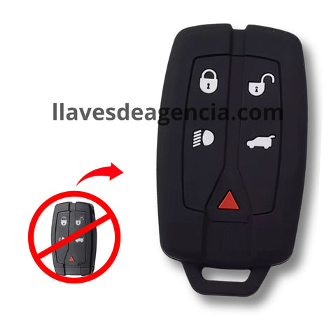 Funda protectora de silicón color negro para llave presencia Land Rover LR2 Range Rover con 5 botones, antiderrapante y resistente a altas temperaturas
