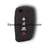 Funda protectora de silicón negro para llave Nissan tipo navaja abatible flip con 4 botones abrir cerrar cajuela pánico, compatible con NV200, Sentra, Versa, Juke, X-Trail, Qashqai, Sunny, Cefiro A32, textura antideslizante, protección contra golpes y rayones