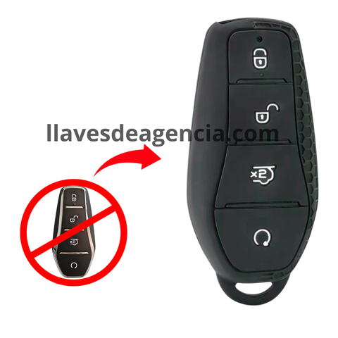 Funda protectora de silicona negra antiderrapante para llave inteligente BYD de 4 botones compatible con HAN EV Tang DM Atto Dolphin resistente a caídas y golpes calidad premium