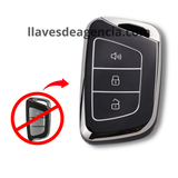 Funda protectora de silicona negra antiderrapante para llave inteligente de presencia de 3 botones pánico cerrar abrir resistente a caídas y golpes calidad horno premium
