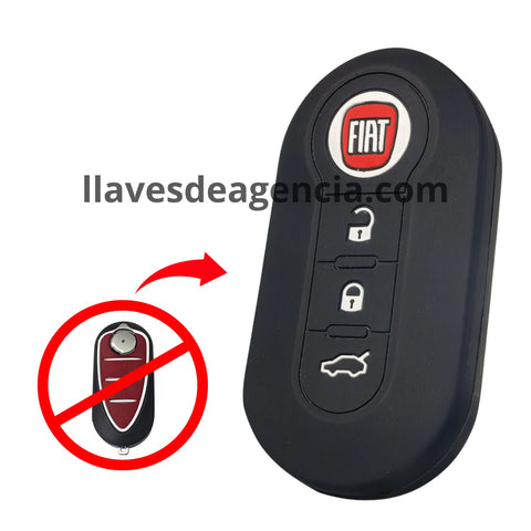 Funda protectora de silicona negra antiderrapante para llave de presencia smart key de 3 botones abrir cerrar cajuela compatible con FIAT y Alfa Romeo resistente a caídas y golpes calidad horno premium