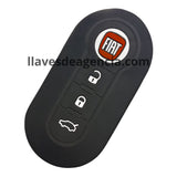 Vista detalle de funda protectora de silicona negra antiderrapante para llave de presencia smart key de 3 botones FIAT Alfa Romeo resistente a caídas golpes y mojadas calidad horno