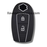 Funda protectora de silicona para llave presencia Suzuki 2 botones compatible con Vitara Swift Ertiga Kizashi Scross color negro antiderrapante resistente a caídas golpes y mojadas