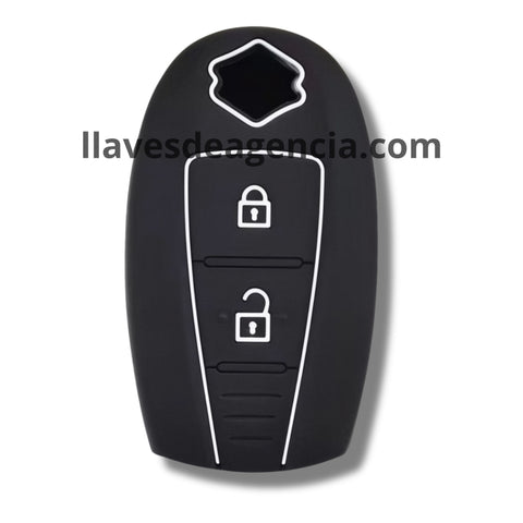 Funda protectora de silicona para llave presencia Suzuki 2 botones compatible con Vitara Swift Ertiga Kizashi Scross color negro antiderrapante resistente a caídas golpes y mojadas