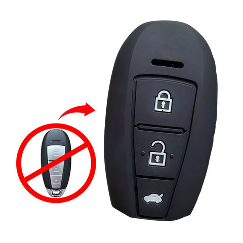 Funda protectora de silicona para llave Suzuki Vitara Swift Kizashi 3 botones cerrar abrir cajuela color negro antiderrapante resistente a caídas golpes y mojadas