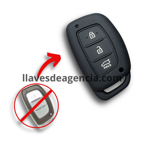 Funda protectora de silicona negra calidad de horno para llave inteligente de presencia smart key Hyundai de 3 botones, antideslizante resistente a mojadas y altas temperaturas -40°C a 230°C, compatible con Creta Tucson IX35 