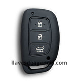 Funda protectora de silicona negra calidad de horno para llave inteligente de presencia smart key Hyundai de 3 botones, antideslizante resistente a mojadas y altas temperaturas -40°C a 230°C, compatible con Creta Tucson IX35 