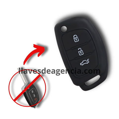 Funda protectora de silicona negra calidad de horno para llave tipo navaja abatible Hyundai Creta Tucson IX35 de 3 botones, antideslizante resistente a mojadas y altas temperaturas -40°C a 230°C