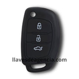 Funda protectora de silicona negra calidad de horno para llave tipo navaja abatible Hyundai Creta Tucson IX35 de 3 botones, antideslizante resistente a mojadas y altas temperaturas -40°C a 230°C