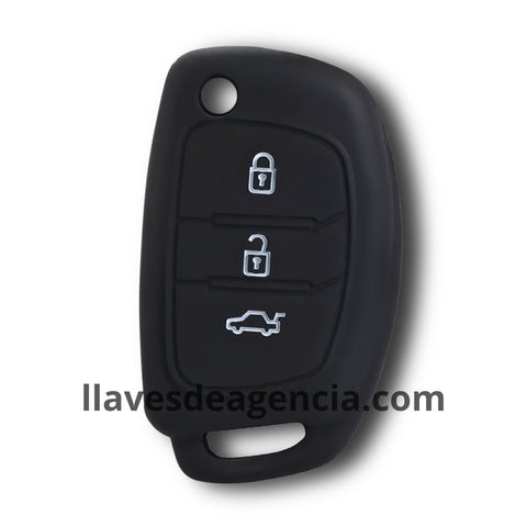Funda protectora de silicona negra calidad de horno para llave tipo navaja abatible Hyundai Creta Tucson IX35 de 3 botones, antideslizante resistente a mojadas y altas temperaturas -40°C a 230°C