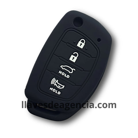 Funda protectora de silicona negra calidad de horno para llave tipo navaja abatible Kia y Hyundai de 4 botones, antideslizante resistente a mojadas y altas temperaturas, compatible con Sportage Sorento Tucson Santa Fe Solaris HB20