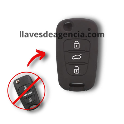 Funda protectora de silicona negra para llave tipo navaja abatible Kia y Hyundai de 3 botones con diseño antideslizante resistente a mojadas y fácil de limpiar, compatible con Sportage Sorento Tucson Santa Fe Elantra