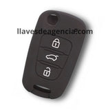 Funda protectora de silicona negra para llave tipo navaja abatible Kia y Hyundai de 3 botones con diseño antideslizante resistente a mojadas y fácil de limpiar, compatible con Sportage Sorento Tucson Santa Fe Elantra