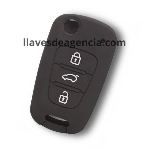 Funda protectora de silicona negra para llave tipo navaja abatible Kia y Hyundai de 3 botones con diseño antideslizante resistente a mojadas y fácil de limpiar, compatible con Sportage Sorento Tucson Santa Fe Elantra