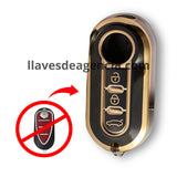Funda protectora TPU para llave presencia Alfa Romeo 3 botones abrir cerrar cajuela color negro con bordes dorados material premium resistente al agua protege de caídas y arañazos