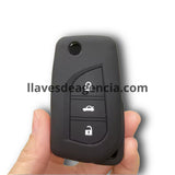 Funda protectora de silicón antideslizante para llave con 3 botones cerrar cajuela abrir, compatible Toyota Corolla RAV4 C-HR Yaris Aygo Avensis Scion Vitz Reiz Hilux Peugeot 108 Citroën C1 2016-2022, calidad de horno resistente a altas temperaturas hasta 200°C
