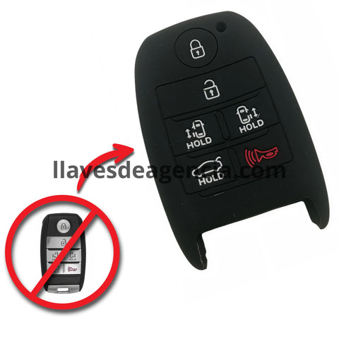 Funda protectora de silicón antideslizante para llave inteligente de presencia keyless Kia Sedona Grand Carnival con 6 botones cerrar abrir puerta lateral izquierda derecha corrediza cajuela pánico 2015-2018, calidad de horno resistente a altas temperaturas hasta 200°C