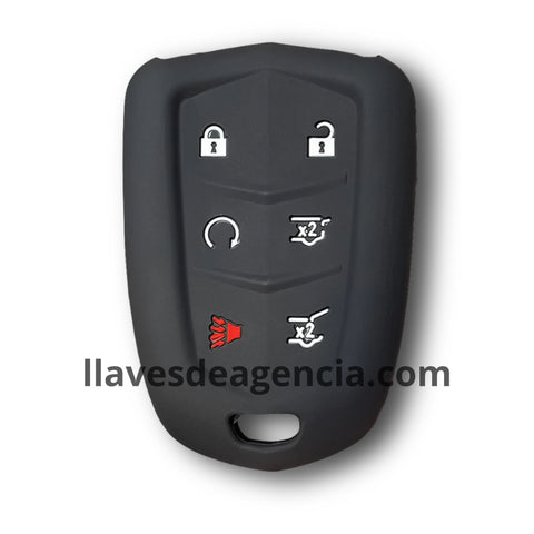 Funda protector de silicón antideslizante para llave inteligente Cadillac SRX CTS ATS XTS ESV CT6 Escalade 6 botones cerrar abrir arrancador remoto a distancia cristal de cajuela pánico cajuela 2015-2019 calidad de horno resistente a altas temperaturas