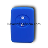 Funda protectora de silicón azul antideslizante para llave inteligente de presencia keyless Toyota con 3 botones cerrar cajuela abrir, compatible Avalon Camry Corolla Yaris RAV4 2005-2007, calidad de horno resistente a altas temperaturas hasta 200°C, color moderno y distintivo