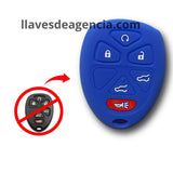 Funda protectora de silicón azul calidad de horno para control remoto de 6 botones compatible con Chevrolet Tahoe Traverse Suburban GMC Yukon Buick Cadillac Escalade con arranque remoto, resistente altas temperaturas golpes y caídas
