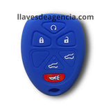 Funda protectora de silicón azul calidad de horno para control remoto de 6 botones Chevrolet Tahoe Traverse Suburban GMC Yukon Buick Cadillac Escalade, vista detalle textura antiderrapante resistente altas temperaturas