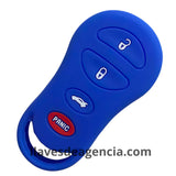 Funda protectora de silicón color azul antiderrapante grado horno para llave de 4 botones cerrar abrir cajuela pánico compatible con Chrysler Jeep Dodge resistente al agua y lavadora con protección total contra golpes caídas y humedad