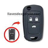 Detalle funda silicón negro antiderrapante llave abatible Chevrolet Cruze Sonic cajuela